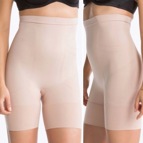 SPANX Slim Cognito High Waisted Mid Thigh Short 1X shapewear nude beige tan - Picture 1 of 8